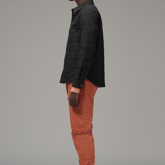 Men's Quilted Jacket Shirt BLACK (MTJ-004) - Picture 6 of 7